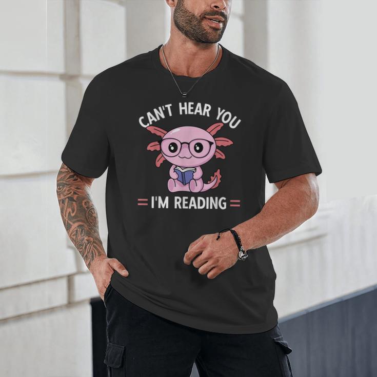 Kawaii Axolotl Can't Hear You I'm Reading Book Lover Unisex T-Shirt