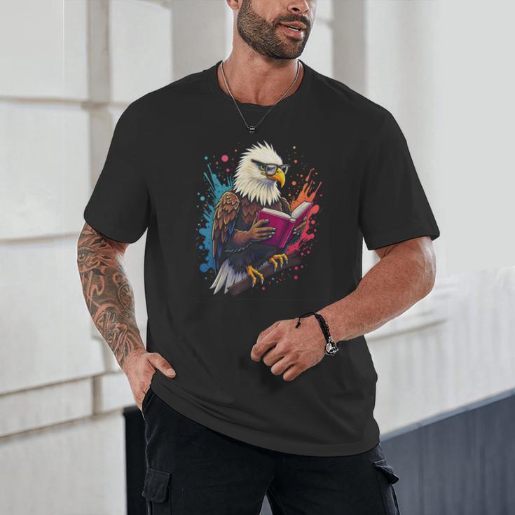 Kawaii Eagle Reads Book Reading Library Book Bookworm Unisex T-Shirt