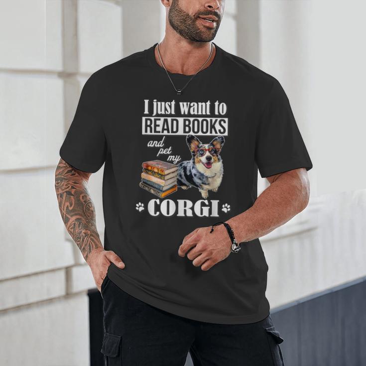 Kids Read Books & Pet My Blue Merle Corgi Lover Unisex T-Shirt