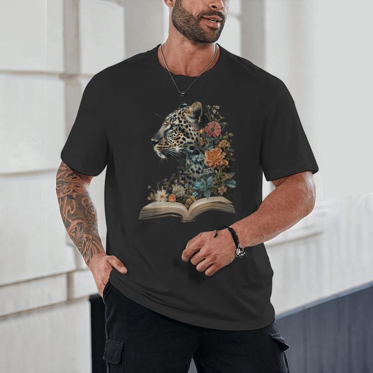 Leopard Book Flower Unisex T-Shirt
