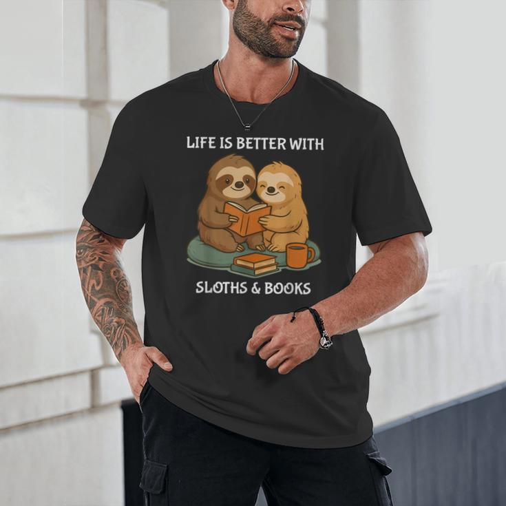 Life Is Better With Sloths And Books Cute Sloth Lover Unisex T-Shirt Life Is Better With Sloths And Books Cute Sloth Lover Unisex T-Shirt