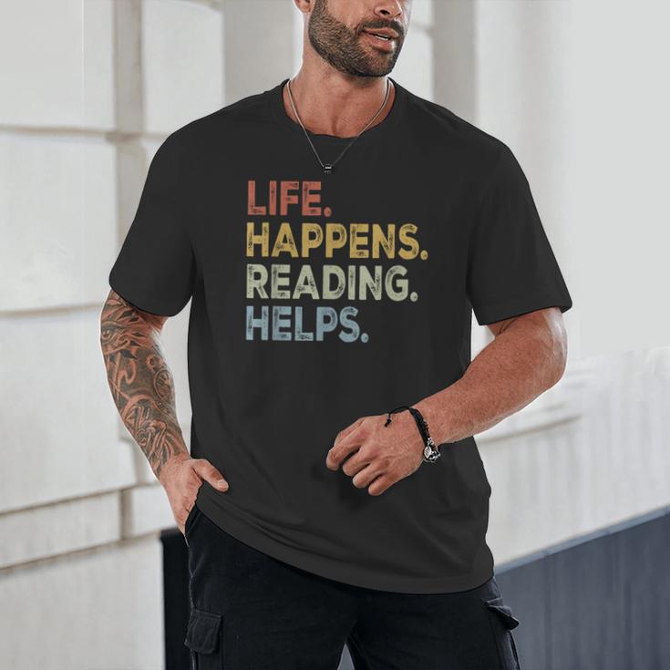 Life Happens Reading Helps Book Lovers Vinage Unisex T-Shirt