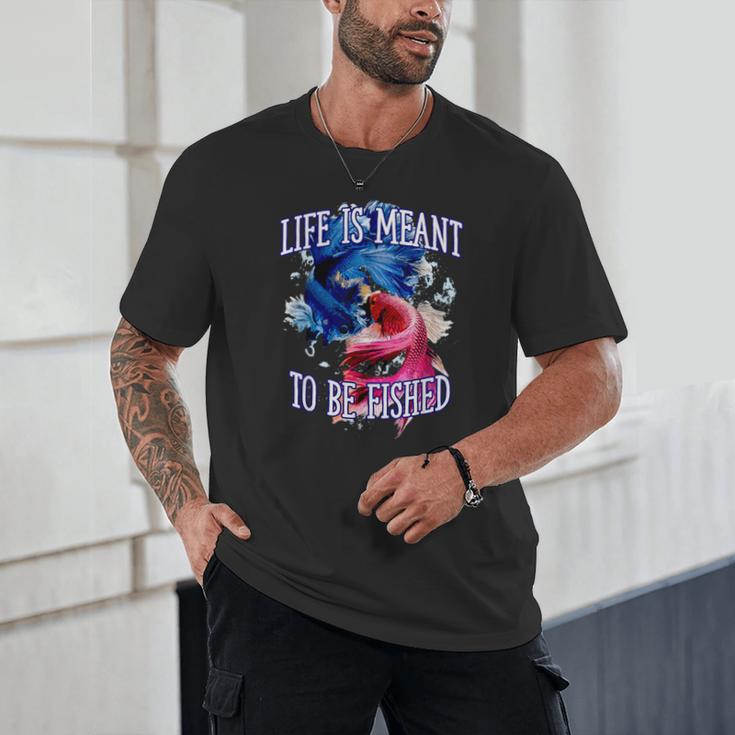 Life Meant To Fished Introvert Sayings Antisocial Quotes Unisex T-Shirt