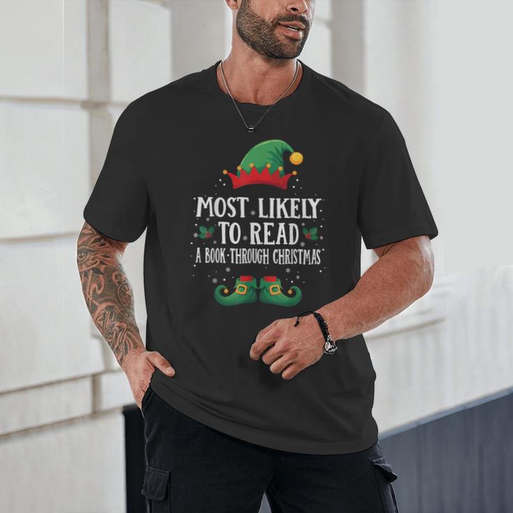 Most Likely To Read A Book Matching Christmas Elf Unisex T-Shirt