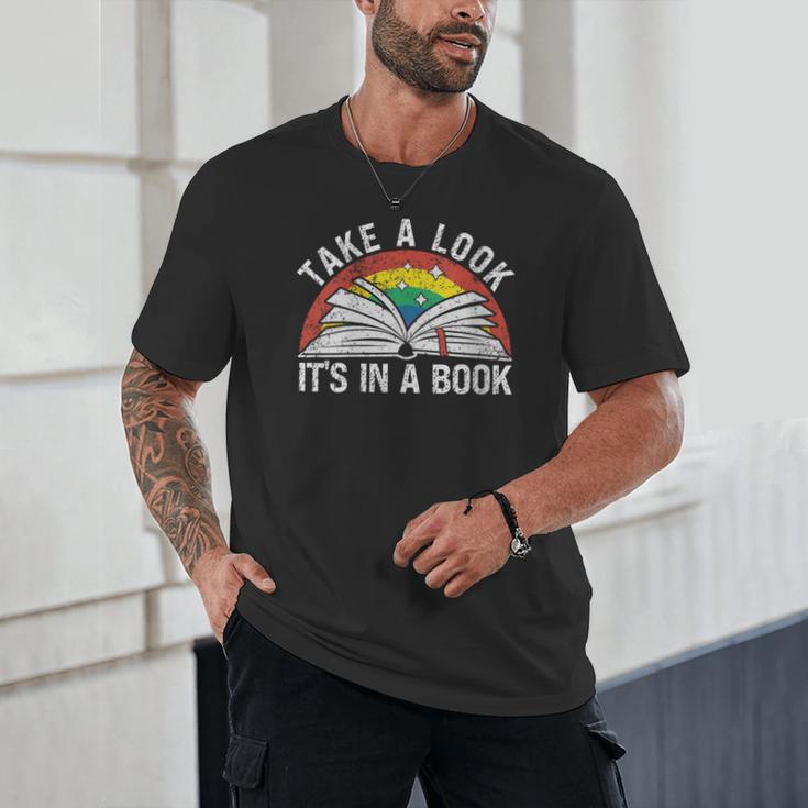 Take a Look It's In a Book Reading Vintage Retro Rainbow Unisex T-Shirt Take a Look It's In a Book Reading Vintage Retro Rainbow Unisex T-Shirt