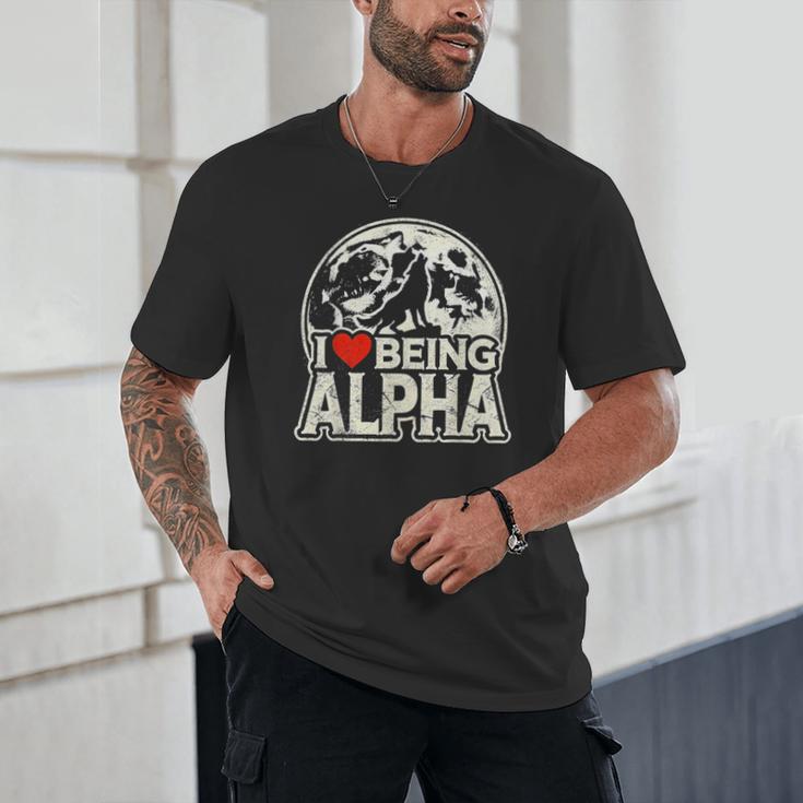 I Love Being Alpha Moonlit Wolf Meme Alpha Introvert Unisex T-Shirt