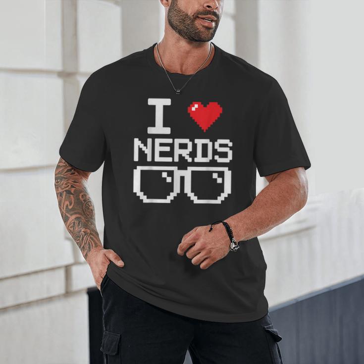 I Love Nerds I Heart Nerds For Science Book Knowledge Geeks Unisex T-Shirt