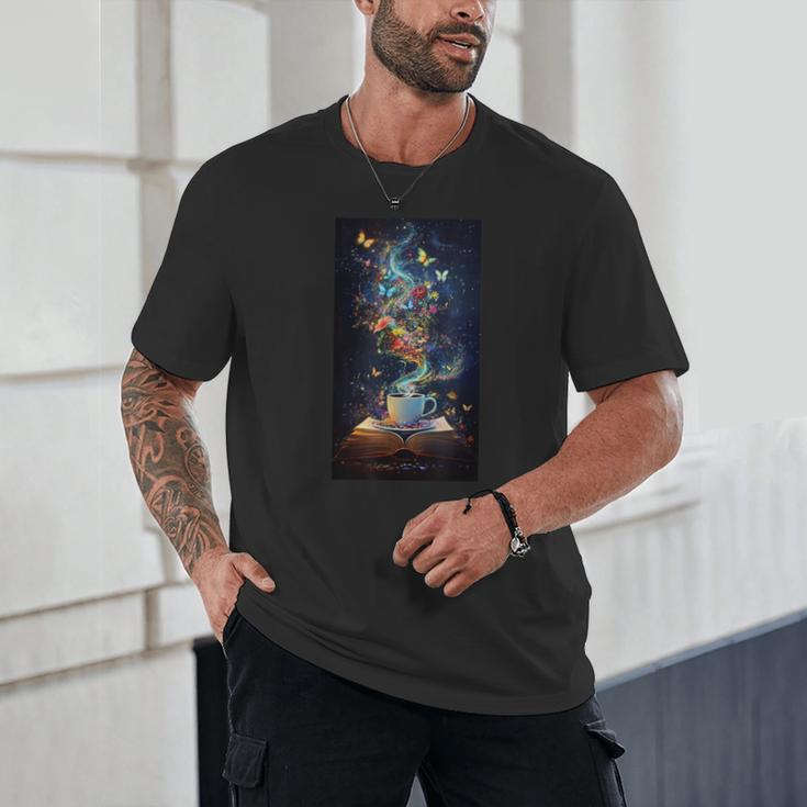 Magical Book Floral Coffee Books Nature Fantasy Unisex T-Shirt
