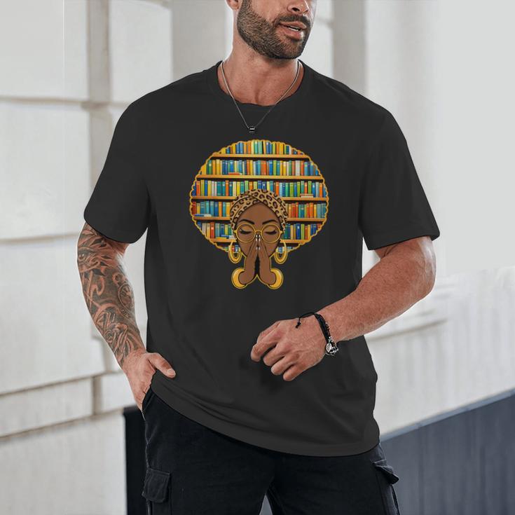 Melanin Afro Women Girl Book Librarian History African Unisex T-Shirt