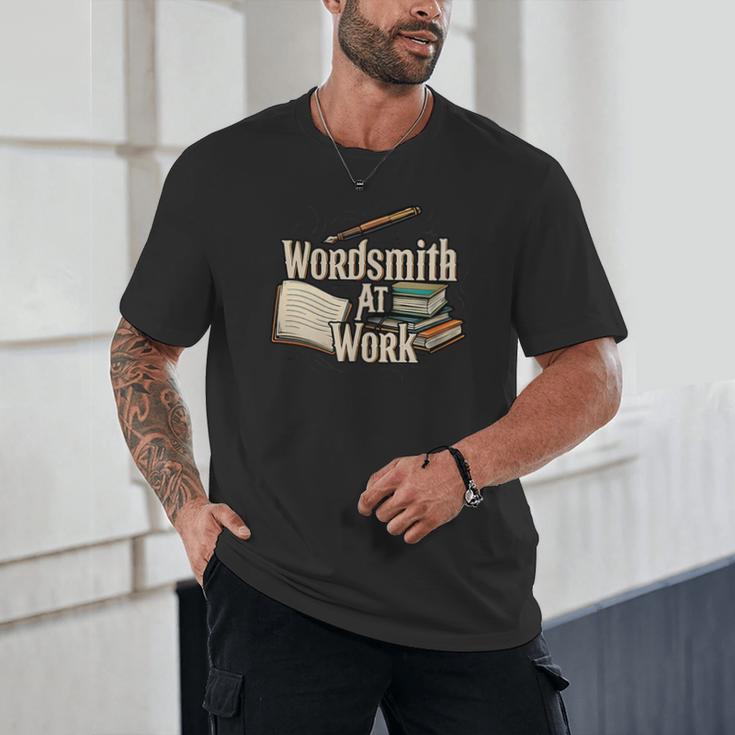 Wordsmith At Work Vintage Writer & Author Pen Book Lover Unisex T-Shirt Wordsmith At Work Vintage Writer & Author Pen Book Lover Unisex T-Shirt