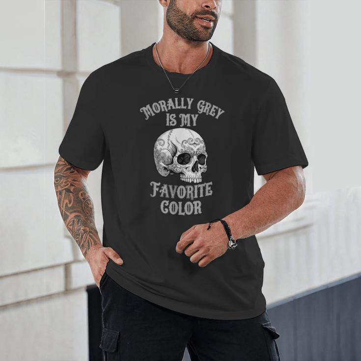 Morally Grey Is My Favorite Color Bookish Skull Unisex T-Shirt Morally Grey Is My Favorite Color Bookish Skull Unisex T-Shirt