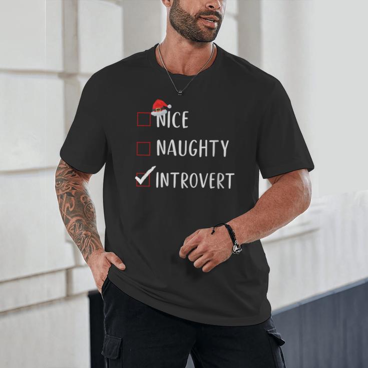 Nice Naughty Introvert List Christmas Introvert Unisex T-Shirt