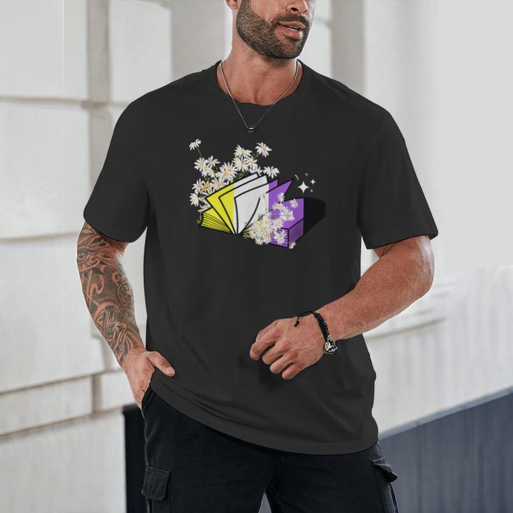 Non-Binary Book Lover Nonbinary Daisy LGBT Reading Pride Unisex T-Shirt
