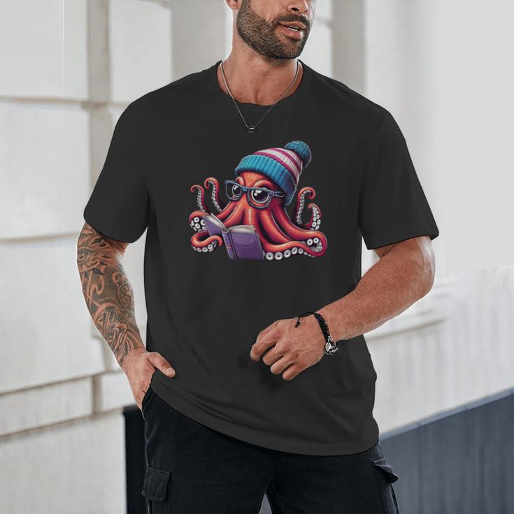 Octopus Reading Book Kraken Book Lover Unisex T-Shirt