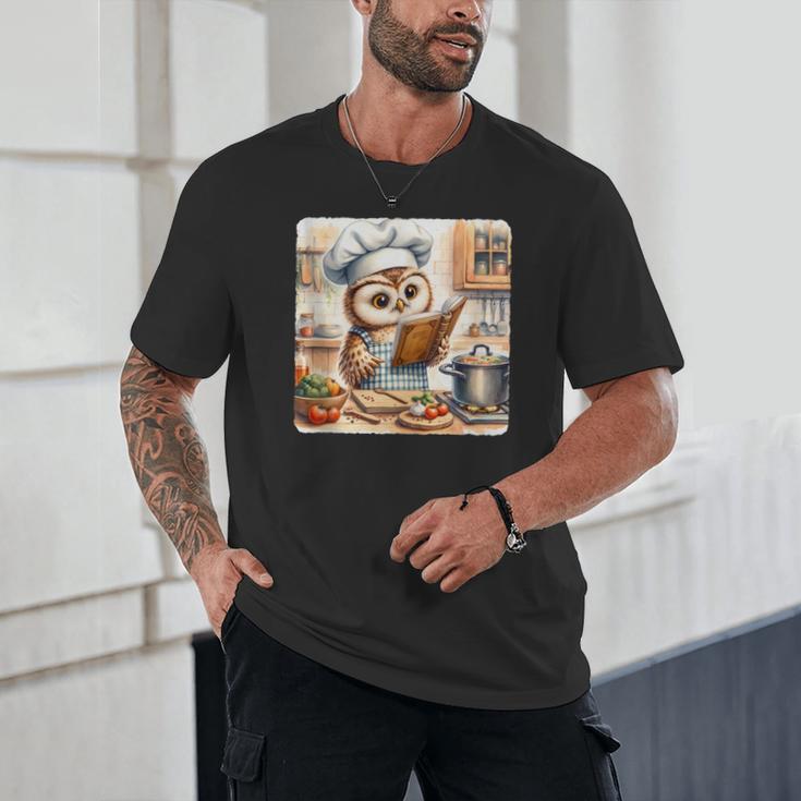 Owl Learning To Cook With Cookbook Chef Apron Stove Cooking Unisex T-Shirt Owl Learning To Cook With Cookbook Chef Apron Stove Cooking Unisex T-Shirt