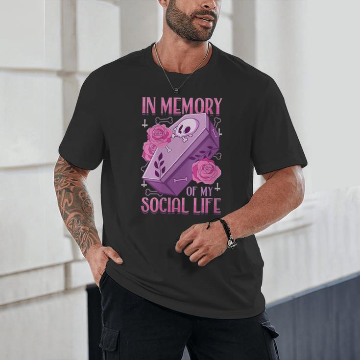 Pastel Goth In Memory Of My Social Life Coffin & Pink Roses Unisex T-Shirt Pastel Goth In Memory Of My Social Life Coffin & Pink Roses Unisex T-Shirt