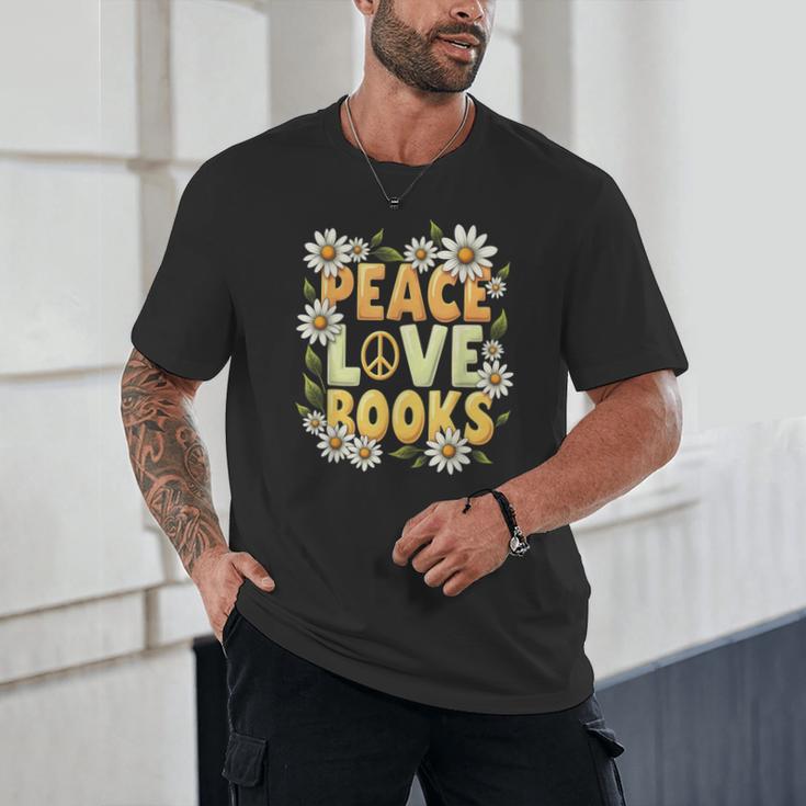 Peace Love Books Librarian Teacher Life Book Library Unisex T-Shirt
