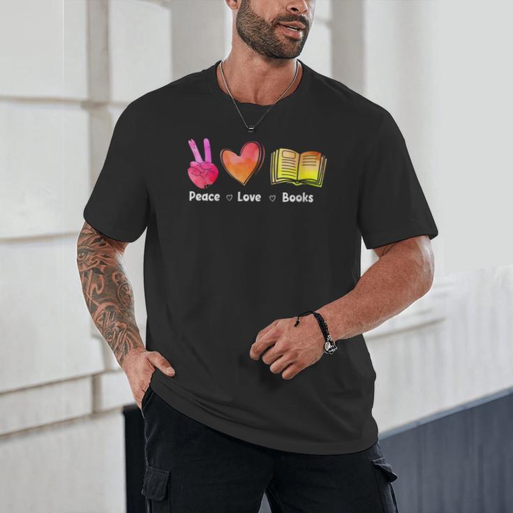 Peace Love Books Reader Librarian Library Book Unisex T-Shirt