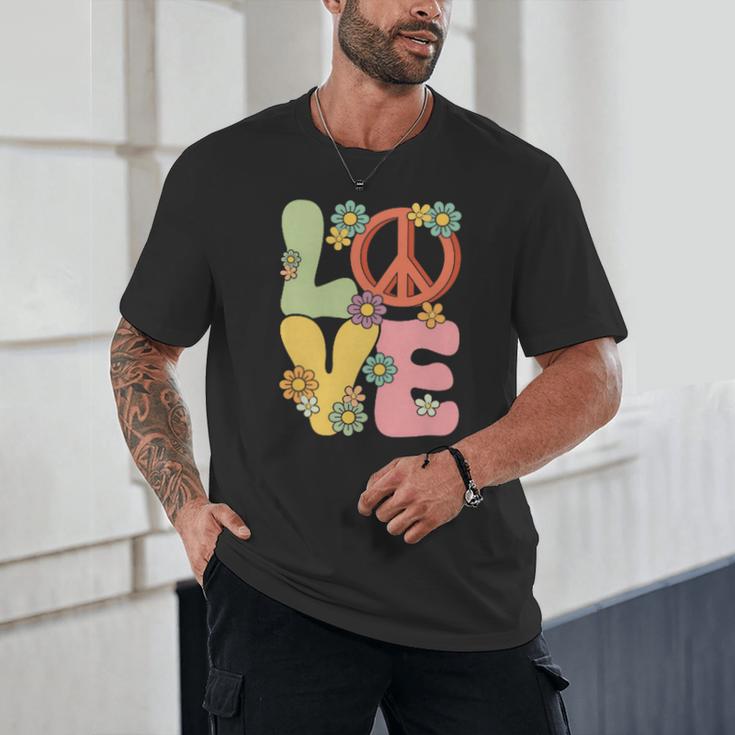 Peace Sign Love Groovy Vibes Costume Nostalgia 1980s Fashion Unisex T-Shirt