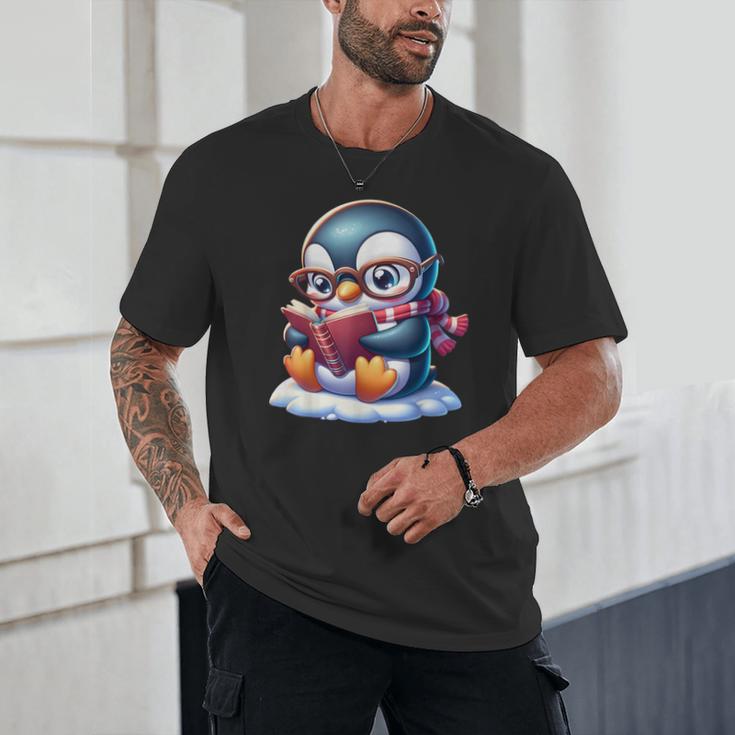 Penguin Reading a Book Animal Unisex T-Shirt