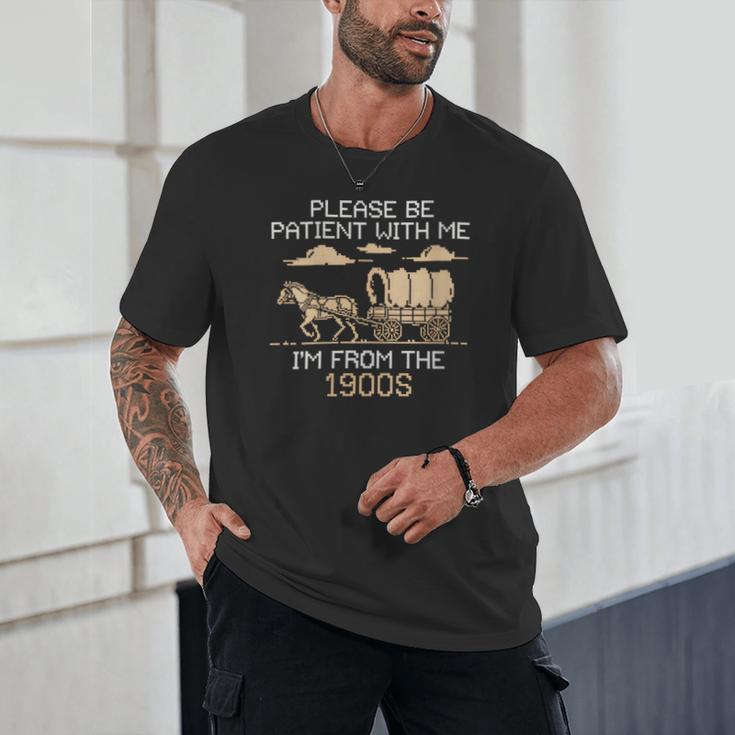 Please Be Patient I'm From The 1900s Retro Pixel Horse Wagon Unisex T-Shirt