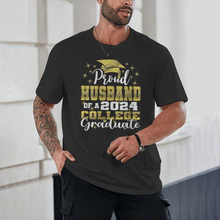Proud Husband Of 2024 College Graduate Family 24 Graduation Unisex T-Shirt