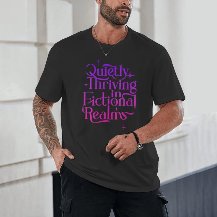 Quietly Thriving In Fictional Realms Book Lovers Unisex T-Shirt