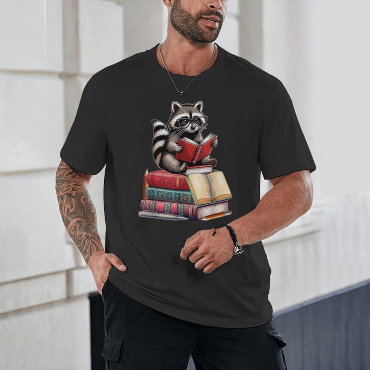 Raccoon Reading Books Matching Bookworm Readers Librarian Unisex T-Shirt Raccoon Reading Books Matching Bookworm Readers Librarian Unisex T-Shirt