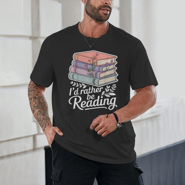 Rather Be Reading Book Lover Stack Unisex T-Shirt