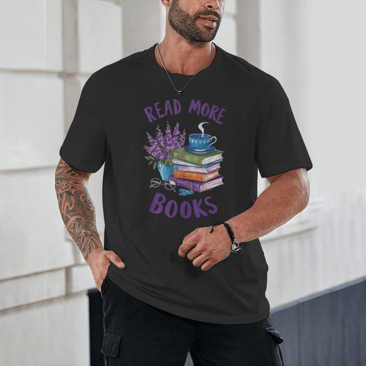 Read More Books Floral Book Reader Art Reading Lover Quote Unisex T-Shirt