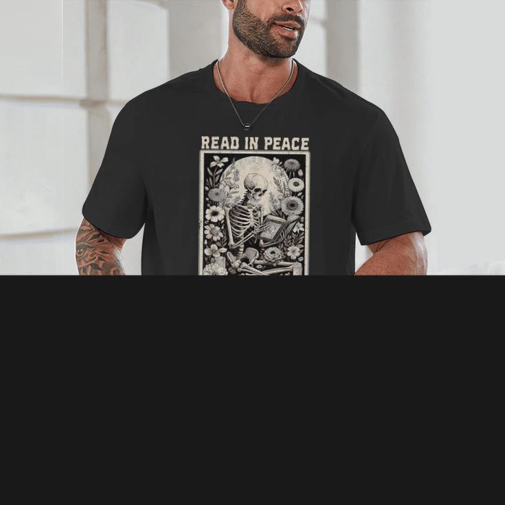 Read In Peace Skeleton Book Lover Bookworm Book Unisex T-Shirt