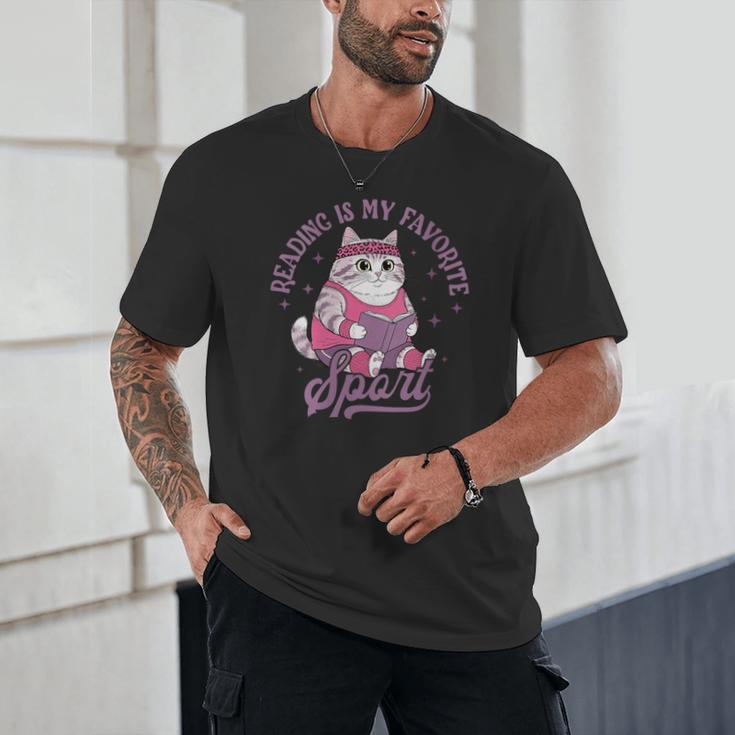 Reading Is My Favorite Sport Bookworm Cat Lover Book-Club Unisex T-Shirt