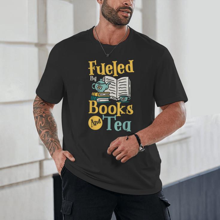 Reading Hobby Bookshelves Library Fueled By Books And Tea Unisex T-Shirt