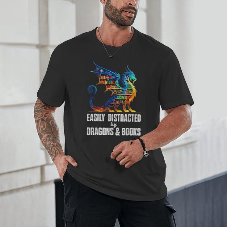 Reading Lover Easily Distracted By Dragons And Books Dragon Unisex T-Shirt Reading Lover Easily Distracted By Dragons And Books Dragon Unisex T-Shirt