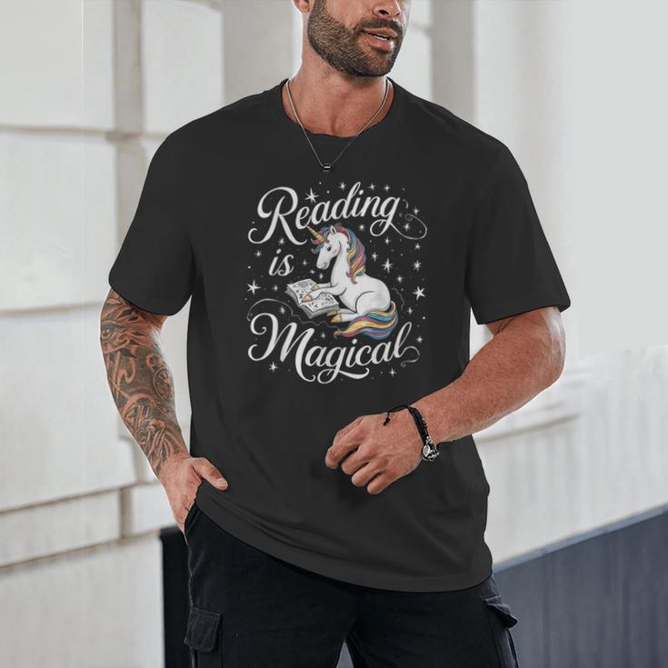 Reading Is Magical Unicorn Book Lover Fantasy Kids Unisex T-Shirt
