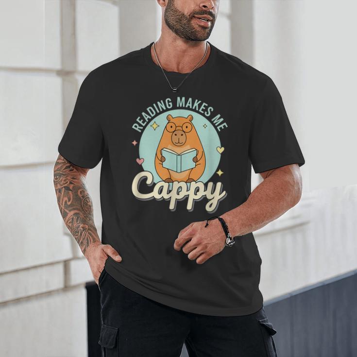Reading Makes Me Cappy Bookworm Capybara Book Reading Unisex T-Shirt