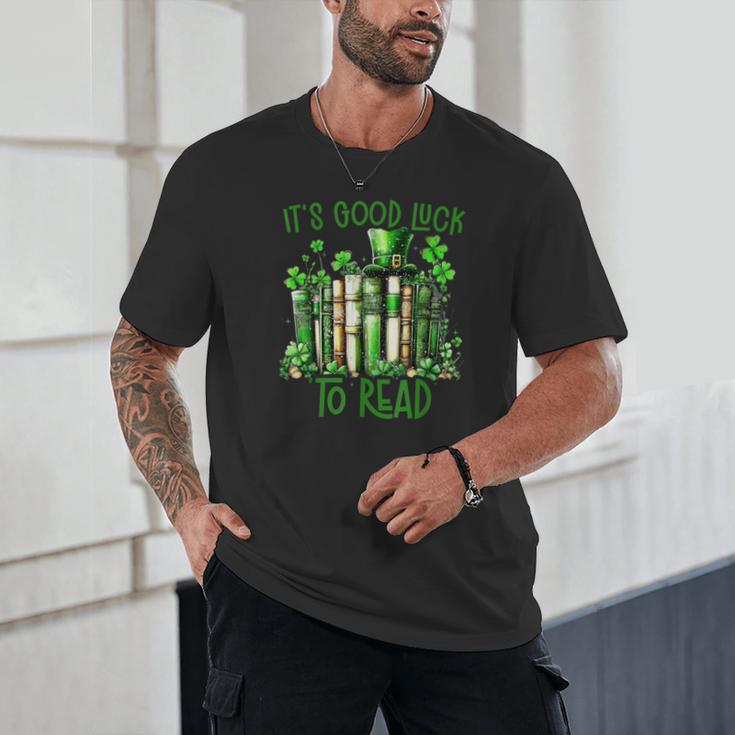 Retro Book Lucky Reading Teacher St Patrick's Day -Adults Small Cotton Blend Polyester Blend Short Sleeve Unisex T-Shirt
