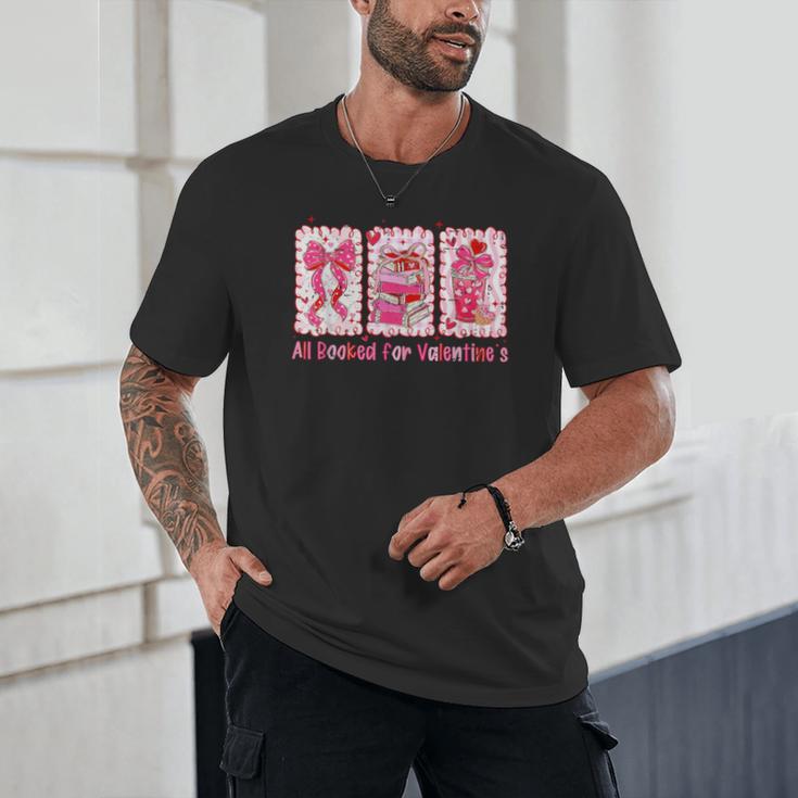 Retro Coquette Bow All Booked For Valentines Book Lover Cute Unisex T-Shirt