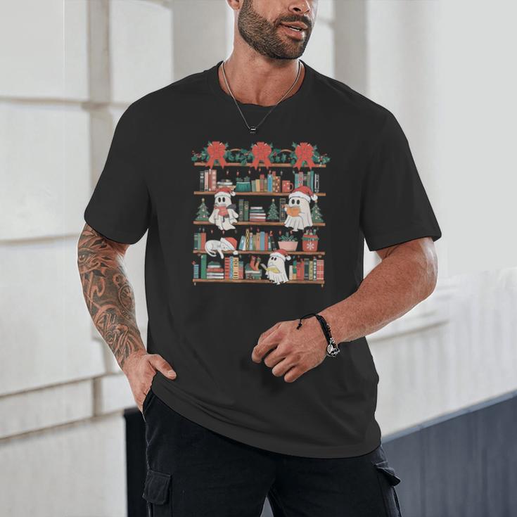 Retro Ghost Reading Book Teacher Librarian Bookish Christmas Unisex T-Shirt Retro Ghost Reading Book Teacher Librarian Bookish Christmas Unisex T-Shirt