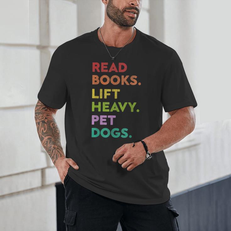Retro Read Books Lift Heavy Pet Dogs Gym Book Lover Unisex T-Shirt