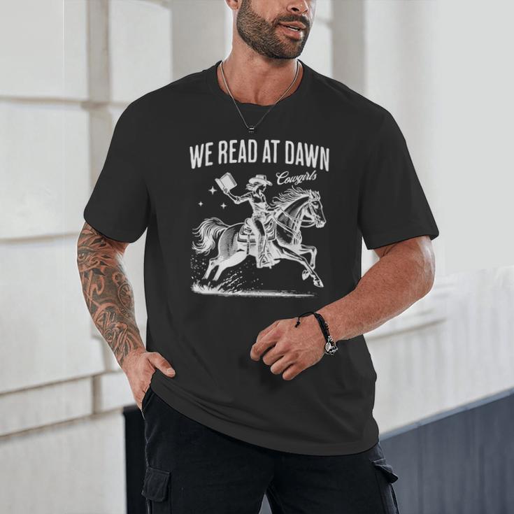 Retro We Read At Dawn Cowgirl Western Librarian Book Lover Unisex T-Shirt Retro We Read At Dawn Cowgirl Western Librarian Book Lover Unisex T-Shirt