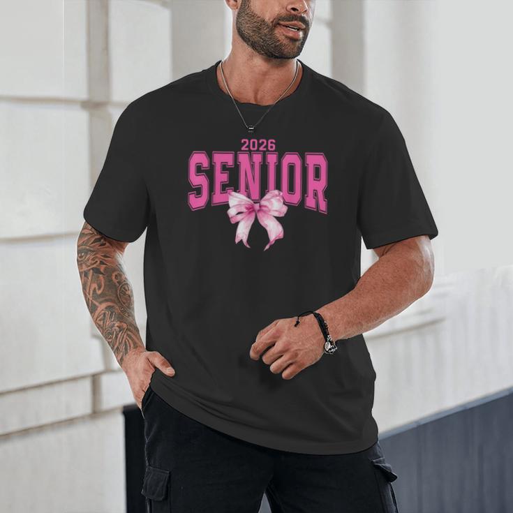 Retro Senior 2026 Class Of 2026 Coquette Pink Bow Graduation Unisex T-Shirt