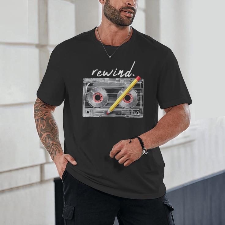 Rewind Cassette Tape Nostalgia 80s 90s Retro Music Lover Unisex T-Shirt