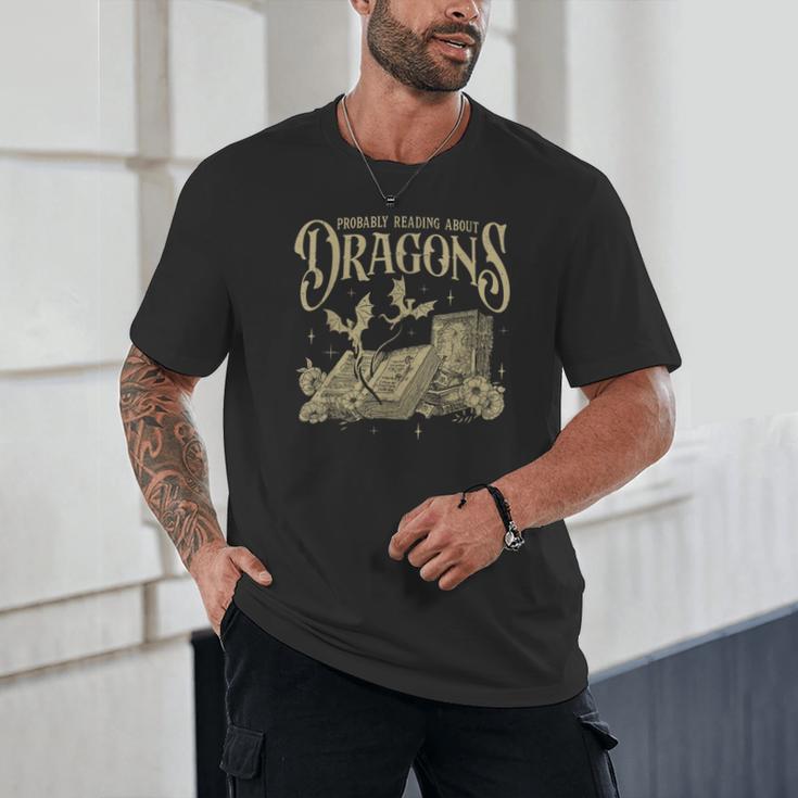 Romantasy Reader Book Reading Probably Reading About Dragons Unisex T-Shirt