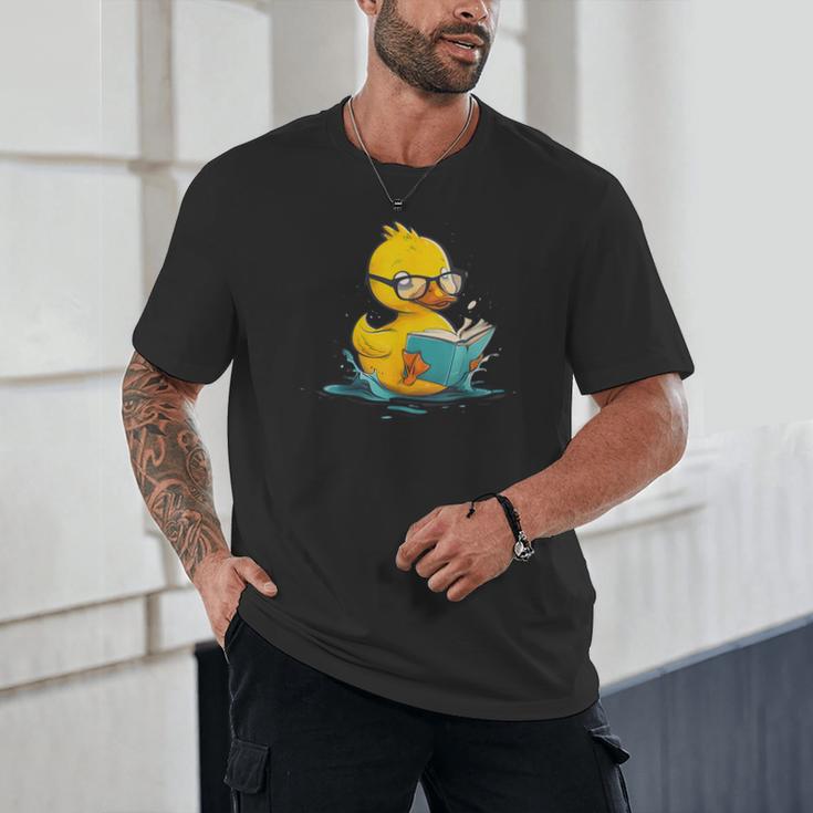 Rubber Duck Reading Book Reader Books Rubber Duckie Unisex T-Shirt