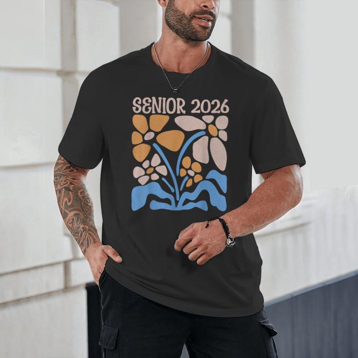 Senior 2026 Retro Groovy Flowers Graduation Unisex T-Shirt