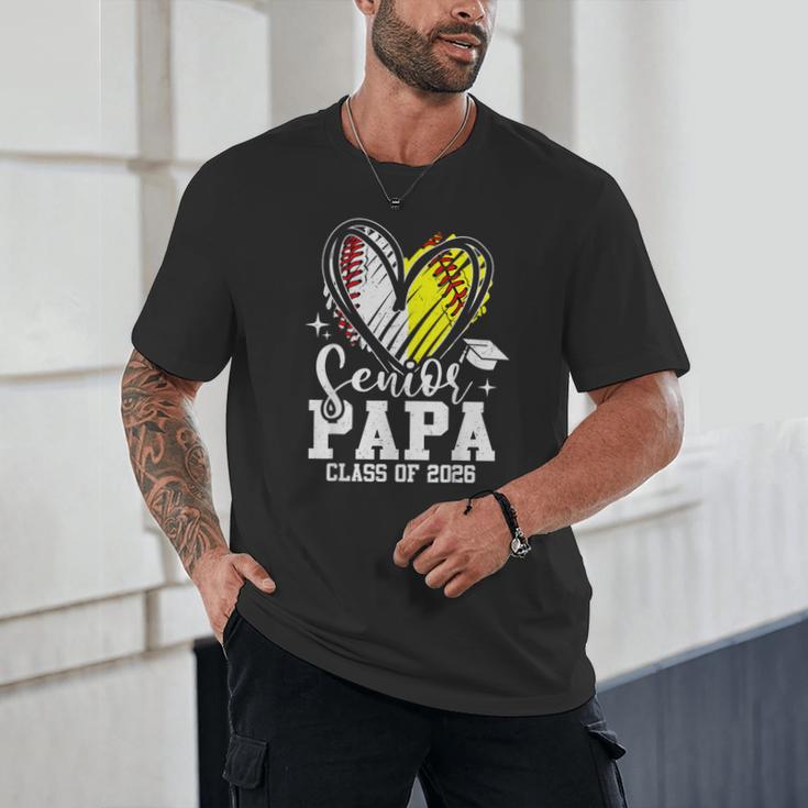 Senior Papa Class Of 2026 Baseball Softball Graduation Heart Unisex T-Shirt