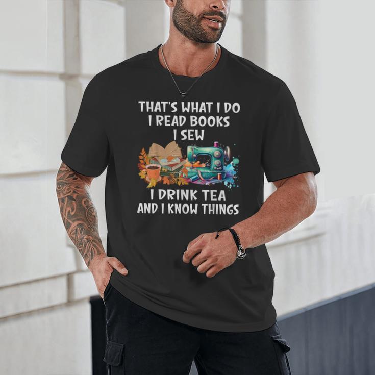 Sewing Reading Books Drinking Tea Sew Sewist Unisex T-Shirt