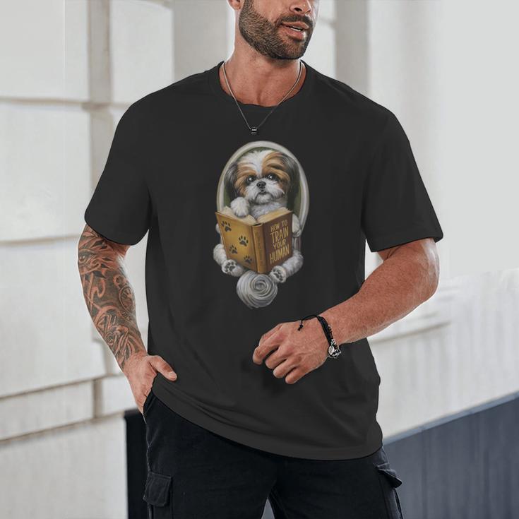 Shih Tzu Book How To Train Your Human Funny Dog Motif Unisex T-Shirt