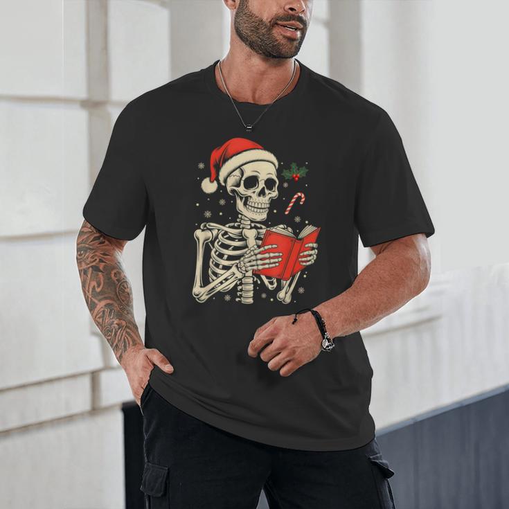 Skeleton Reading Book Christmas Teacher Librarian Book Lover Unisex T-Shirt Skeleton Reading Book Christmas Teacher Librarian Book Lover Unisex T-Shirt